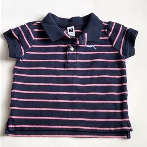 Janie and Jack Navy and Pink Striped Toddler Polo 12-18